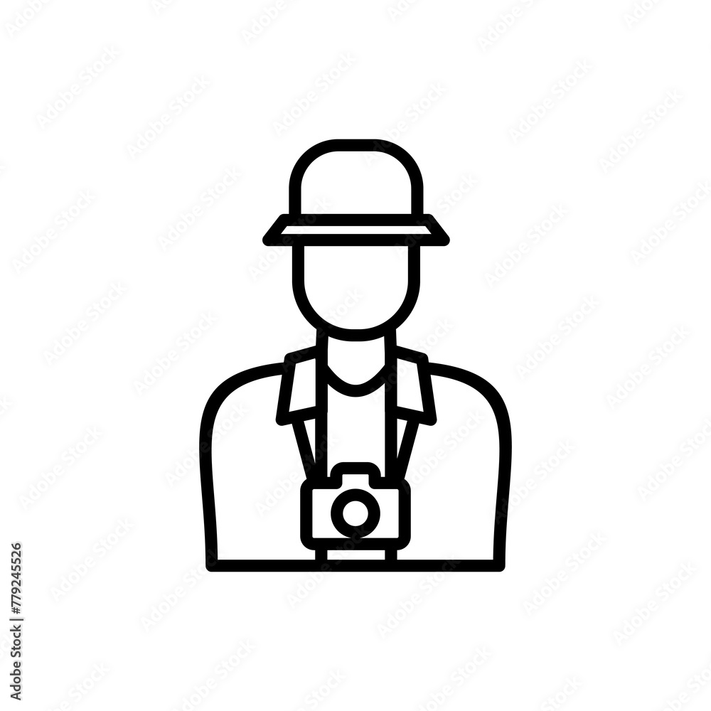 tourist icon is traveling while carrying a camera,vector illustration of tourist in outline style isolated on white background
tourist icon is traveling while carrying a camera,vector illustration of tourist in outline style isolated on white background
