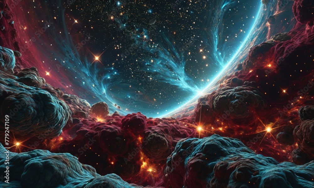 A Stunning Space Galaxy Background of Cosmic Nebulas, Galaxy, and Stars