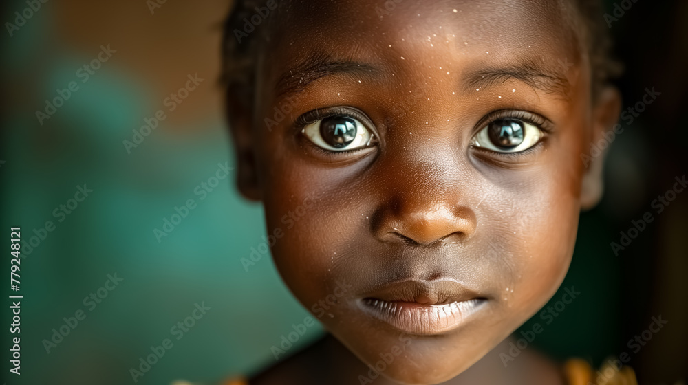 International Day of African Child. Close-up of African child looking at camera with big eyes. International Day of African Child. Close-up of African child looking at camera with big eyes.