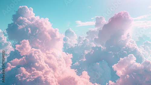 The soft, cotton candy-like clouds drifting lazily across a sunny, blue sky.