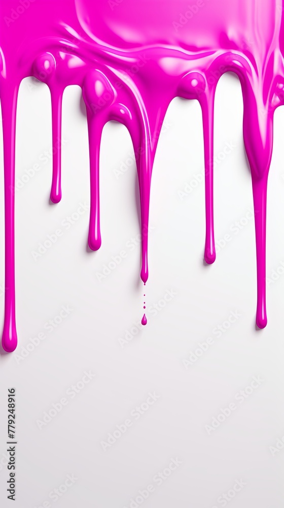 Magenta paint dripping on the white wall water spill vector background with blank copy space for photo or text