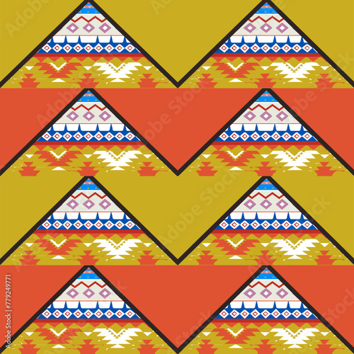 Ikat Handmade borders beautiful pastel art. Navajo chevron seamless pattern in tribal, folk embroidery, Mexican Aztec geometric art ornament print. Design for carpet, wrapping, fabric, cover, textile