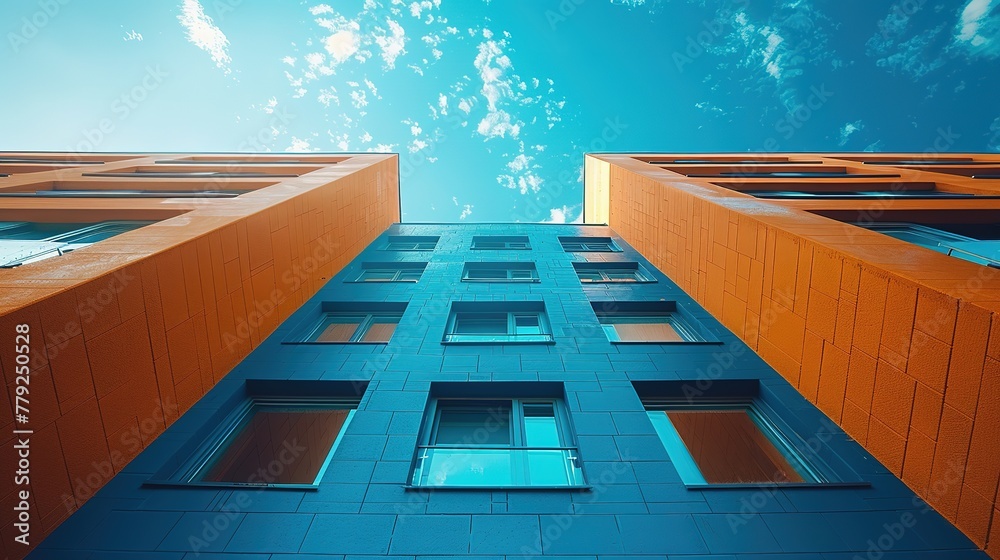 Exterior of modern architecture in downtown. Building abstract background
