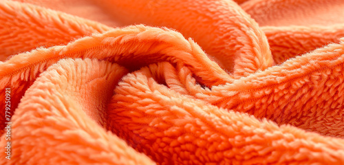 An illustration of a soft  synthetic fleece fabric texture in a bright  energizing orange. 32k  full ultra HD  high resolution