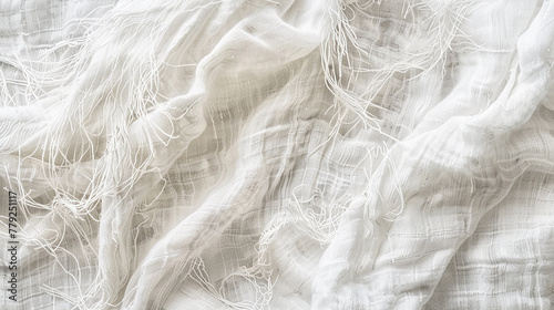 An illustration of a soft, white grunge texture that resembles a well-worn fabric, where the threads are frayed and thin, telling tales of years of love and use. 32k, full ultra HD, high resolution photo