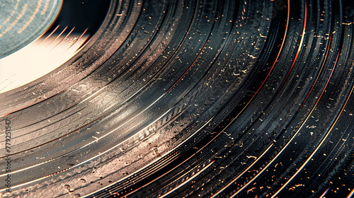 An illustration of a subtle grunge texture on a vinyl record, 32k, full ultra HD, high resolution