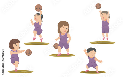 バスケットボール選手のイラストセット