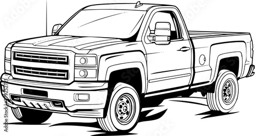 Outline illustration of modern pickup photo