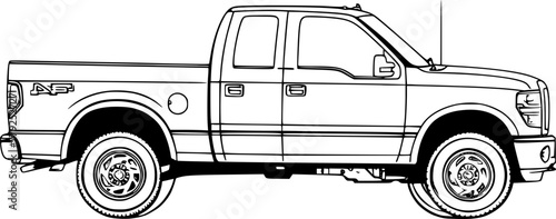 Outline illustration of pickup side view