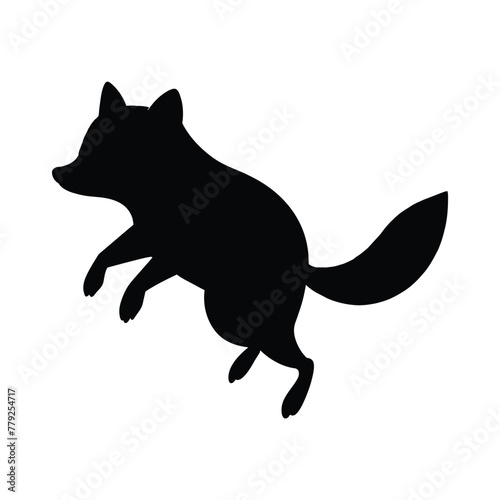 silhouette of raccoon on white