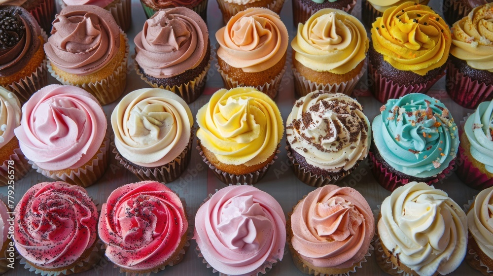cupcakes on a white wooden table AI generated cupcakes on a white wooden table AI generated