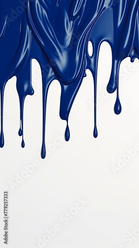 Navy Blue paint dripping on the white wall water spill vector background with blank copy space for photo or text