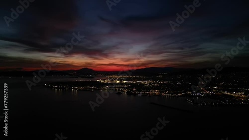 Aerial video of an aerial sunset view of Athens, Greece photo