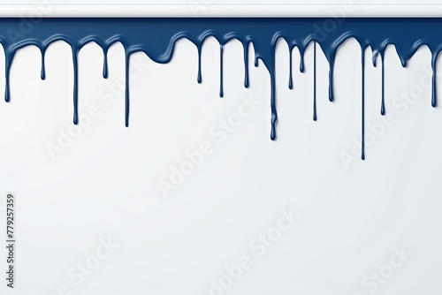Navy Blue paint dripping on the white wall water spill vector background with blank copy space for photo or text