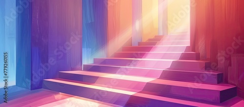 Rays of light illuminating a stairway, creating a sense of ascension towards a bright destination
