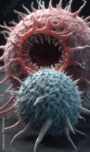 Viruses bacteria, Microscopic virus close-up