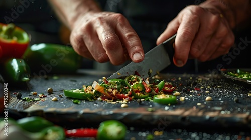 Peeling off serrano pepper seeds with a knife is a common practice to reduce the spiciness when preparing a non-spicy Mexican dish.