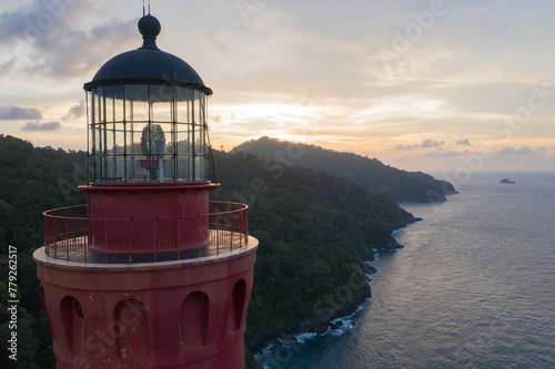 Aerial view of dutch colonial era lighthouse in Indonesia