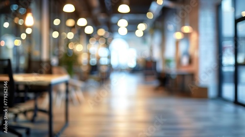 Defocused and Blur Photo of Simple and Unique Workplace Interior