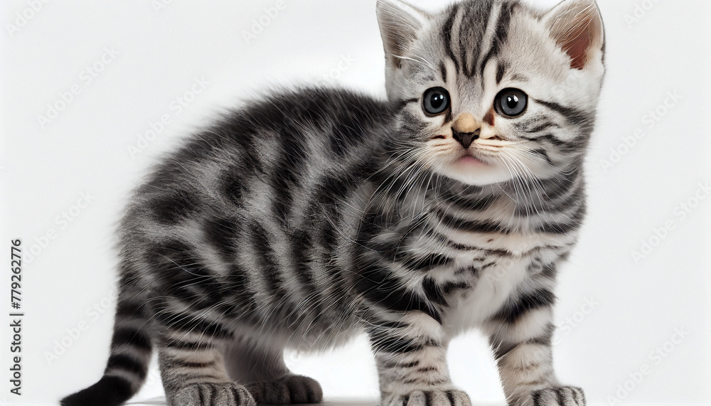 Naklejka premium American Shorthair Cat Puppy on White Background
