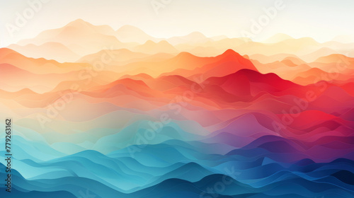 Abstract mountains consisting of slabs, gradient color. Colorful wave lines wallpaper background. Generative AI