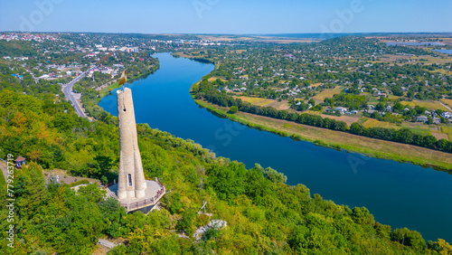 Panorama view of Candle of Gratitude near Soroca, Moldova photo