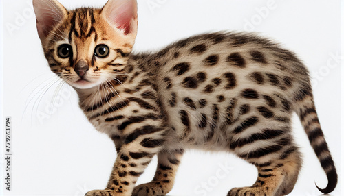 Bengal Cat Kitten on White Background