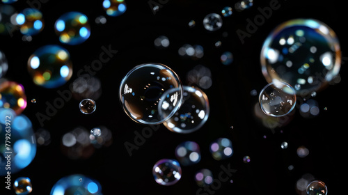 Wallpaper Mural Transparent bubbles on a black background. Torontodigital.ca