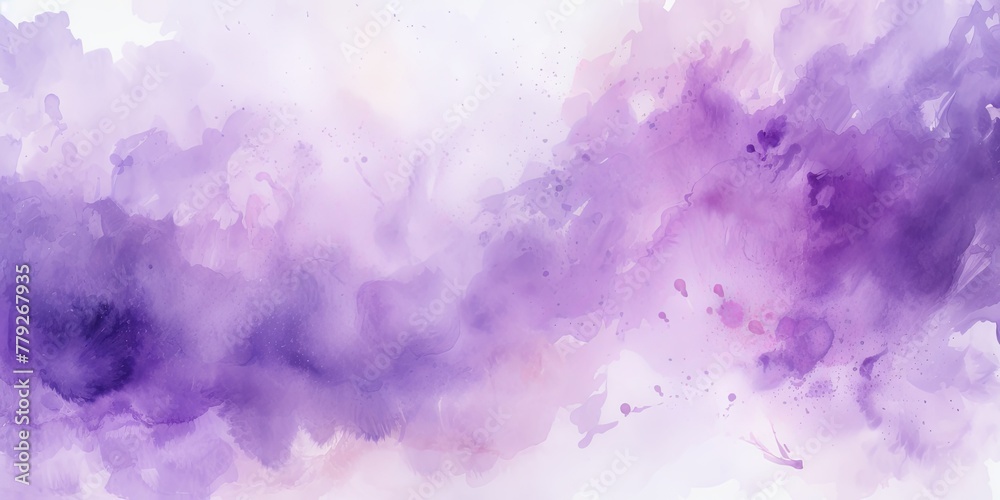 Purple watercolor light background natural paper texture abstract watercolur Purple pattern splashes aquarelle painting white copy space for banner design, greeting card 