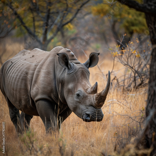 Majestic Rhino in Natural Habitat - Wildlife Photography © HustlePlayground