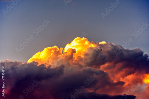Dramatic clouds in the sky at sunset.