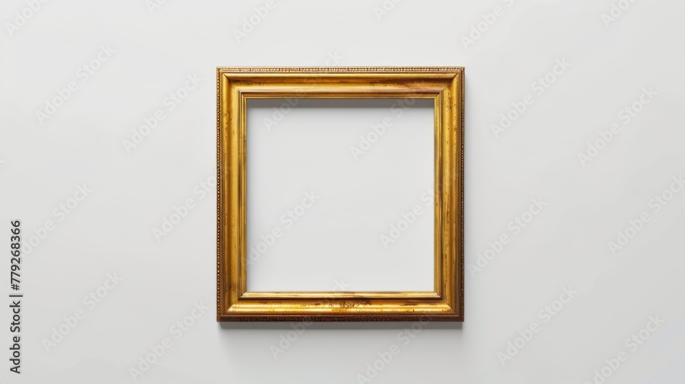 Gold portrait frame mockup. Gold frame on white background