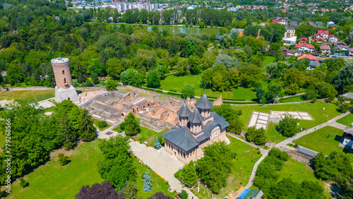 Konstfotografi Panorama view of the Princely court in Romanian town Targoviste