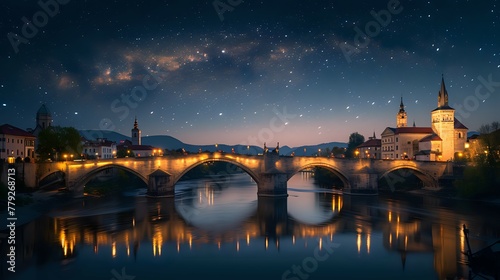 River of Light: Ancient Bridges and Modern Towers./n