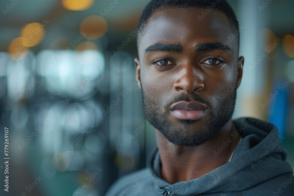 A close-up portrait of a young man with a serious expression, standing indoors with soft background A close-up portrait of a young man with a serious expression, standing indoors with soft background