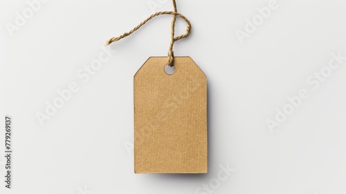 Blank price tag on white background. Price tag, cardboard label