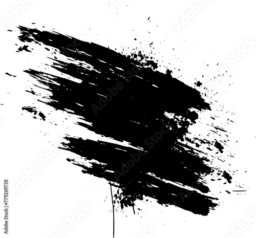 Black vector artistic paint brush stroke isolated on a white background