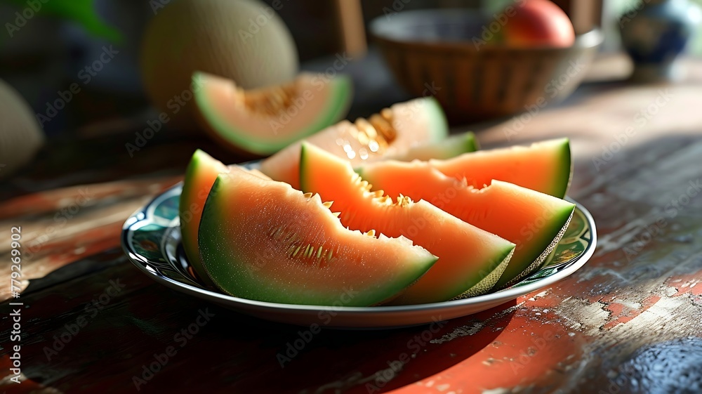 Melon Sampler: Plate Presentation with Varied Slices Melon Sampler: Plate Presentation with Varied Slices