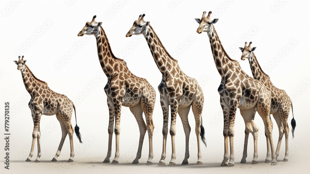 Giraffe, Baby Giraffe on White Background