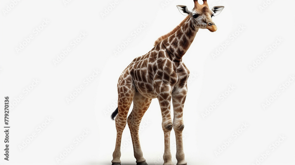 Fototapeta premium Giraffe, Baby Giraffe on White Background