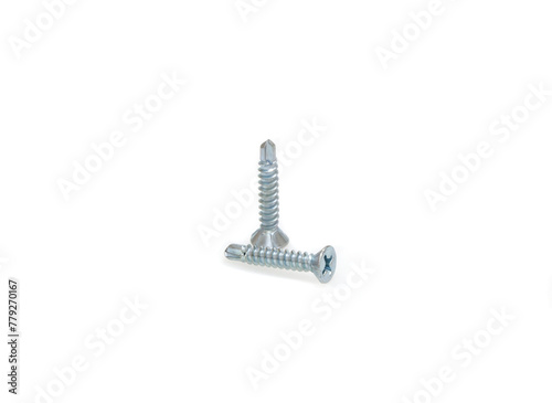 Self drilling screw isolated on white background.