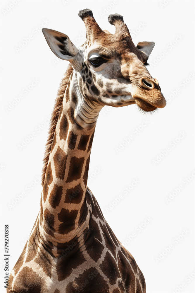 Fototapeta premium Giraffe, Baby Giraffe on White Background