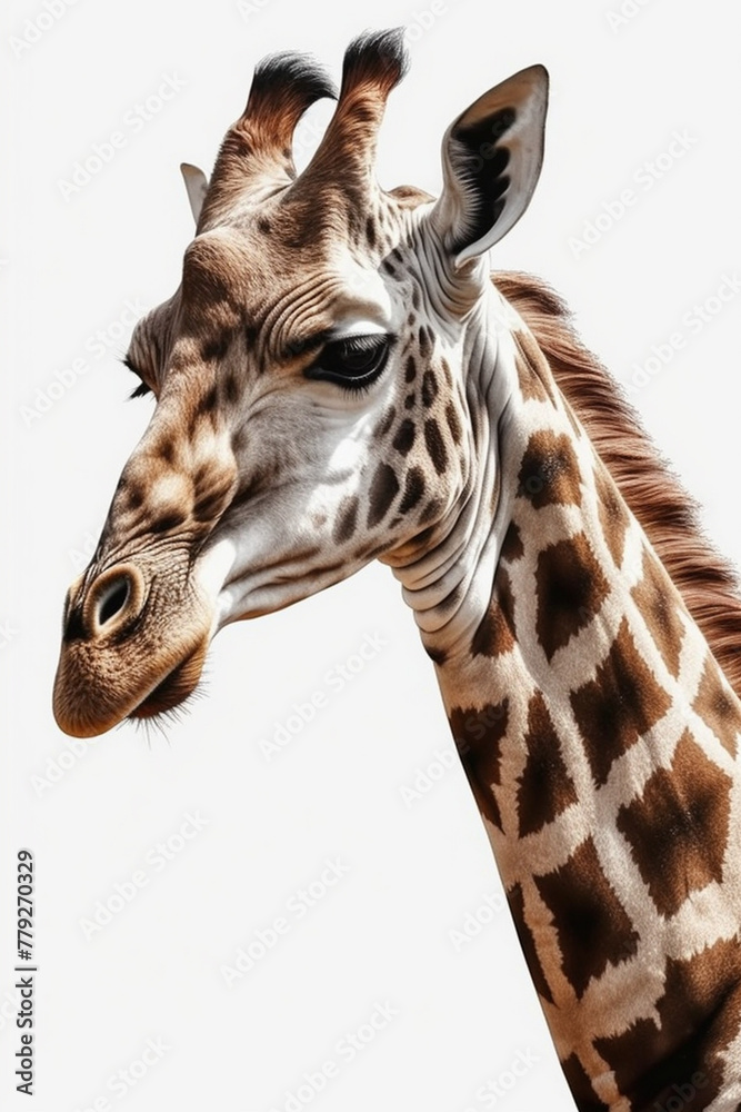 Naklejka premium Giraffe, Baby Giraffe on White Background