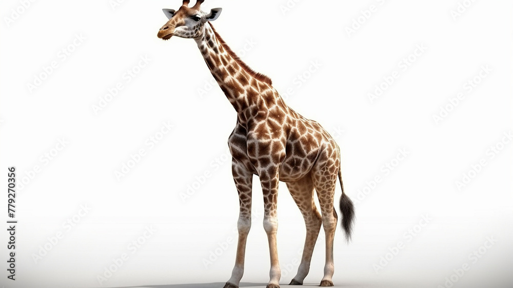 Fototapeta premium Giraffe, Baby Giraffe on White Background