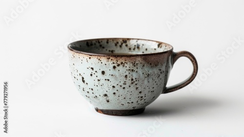 Tea cup on white background. Minimalist tea background