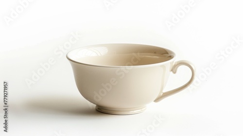 Tea cup on white background. Minimalist tea background