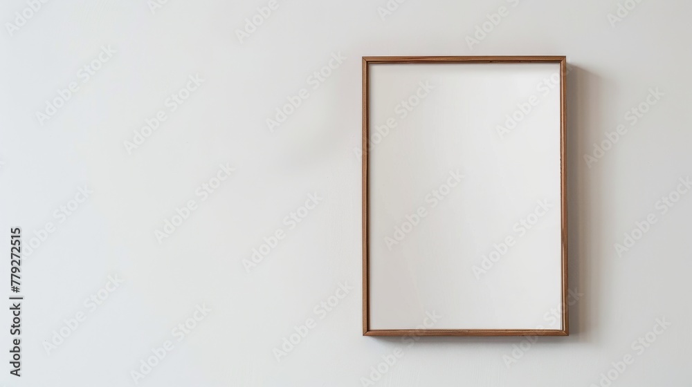Blank portrait frame mockup. Minimalist wooden frame Blank portrait frame mockup. Minimalist wooden frame