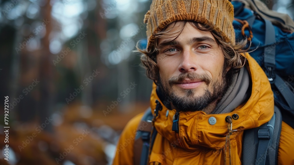 Close-up portrait of a hiker.