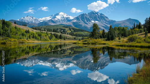 A picturesque mountain lake reflecting the surrounding peaks.