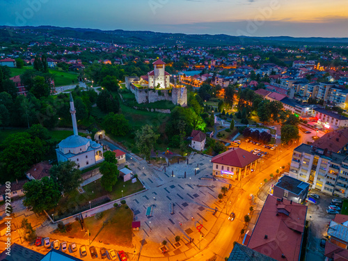 Sunset view of Gradacac castle overlooking the town in Bosnia and Herzegovina
